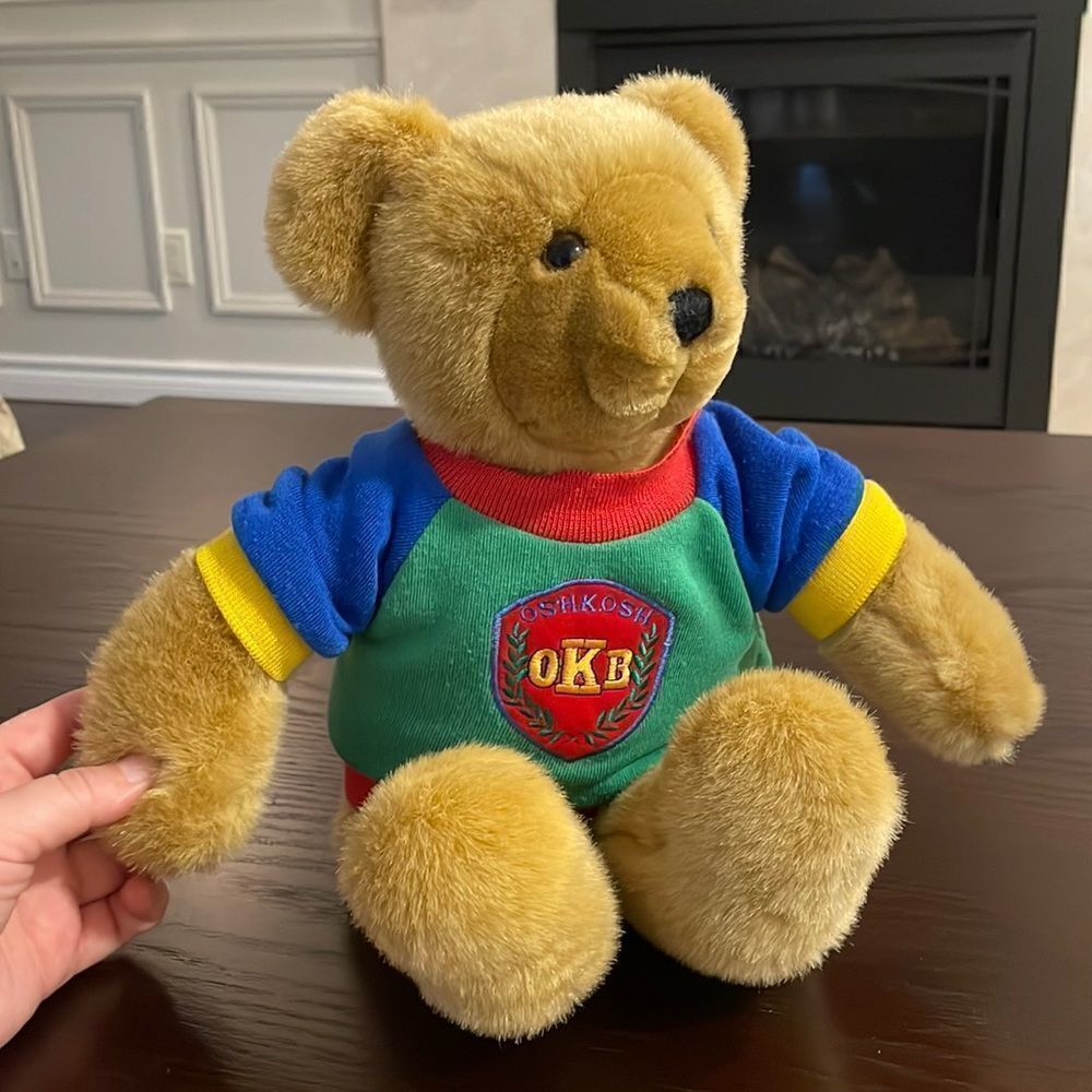 OshKosh B’gosh Eden Toys Teddy Bear in Collegiate Sweater Great Used Condition